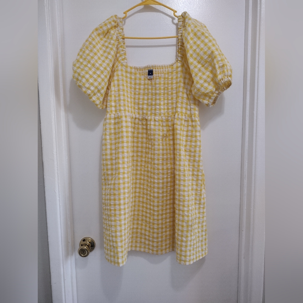 Old Navy Dress Size M Yellow Gingham